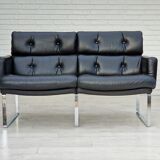 2 seater sofa, leather, chrome steel.