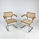 Ensemble de 2 chaises à structure tubulaire et bras cantilever, Italie, 1970