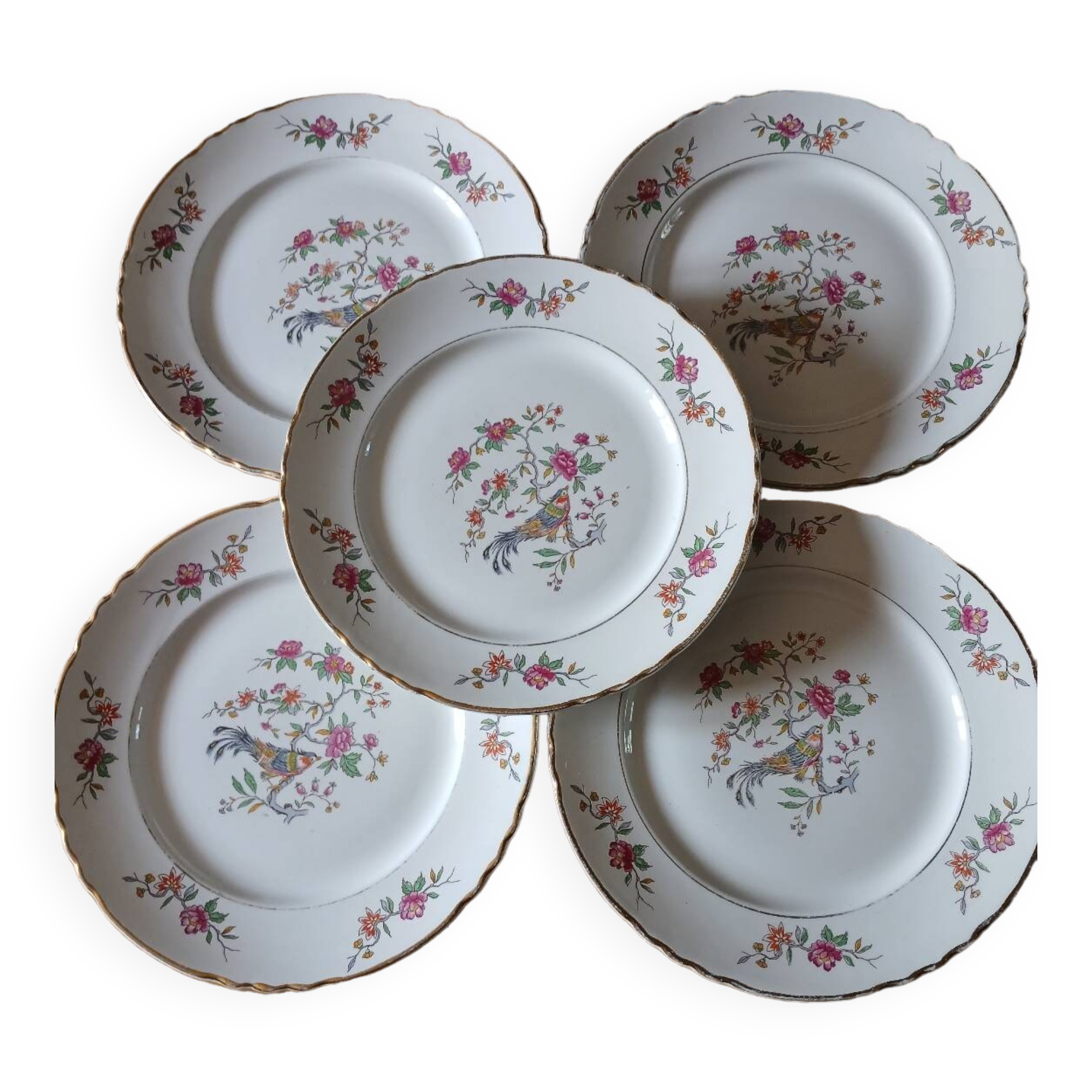 5 assiettes plates anciennes Moulin des loups