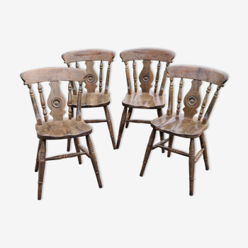 Set de 4 chaises de style montagne des années 60 en hêtre
