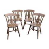 Set of 4 mountain style chairs from the 60s in beech