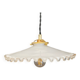 Vintage lampshade pendant light in white opaline