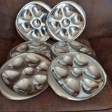 Set of 6 metal oyster plates