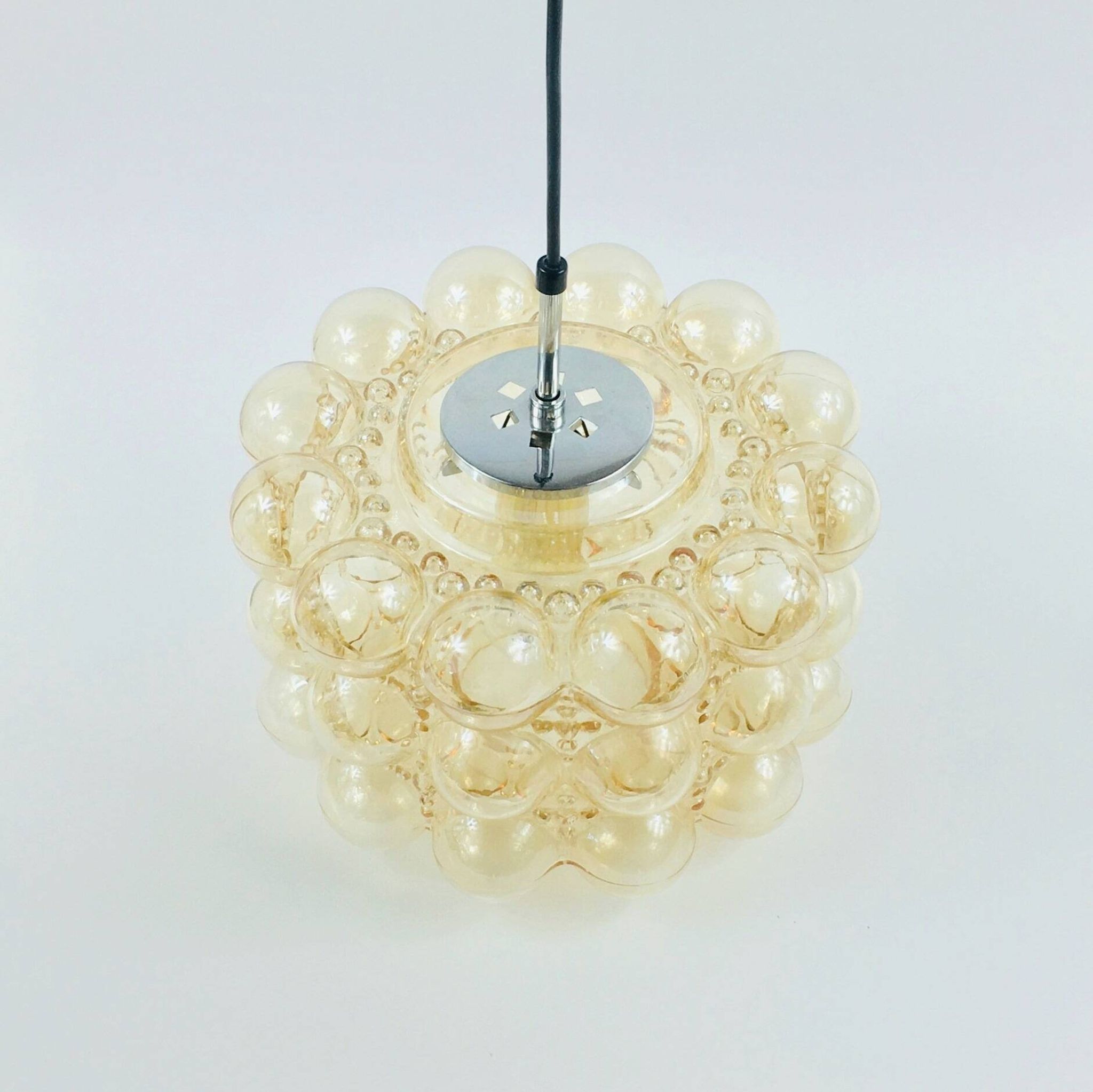 Large Amber Bubble Glass Pendant Light by Helena Tynell for Limburg, 1960s