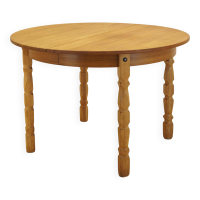 Table ronde en chêne, design danois, années 1960, designer : Henning Kjærnulf