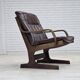 Fauteuil scandinave en cuir marron, années 1970