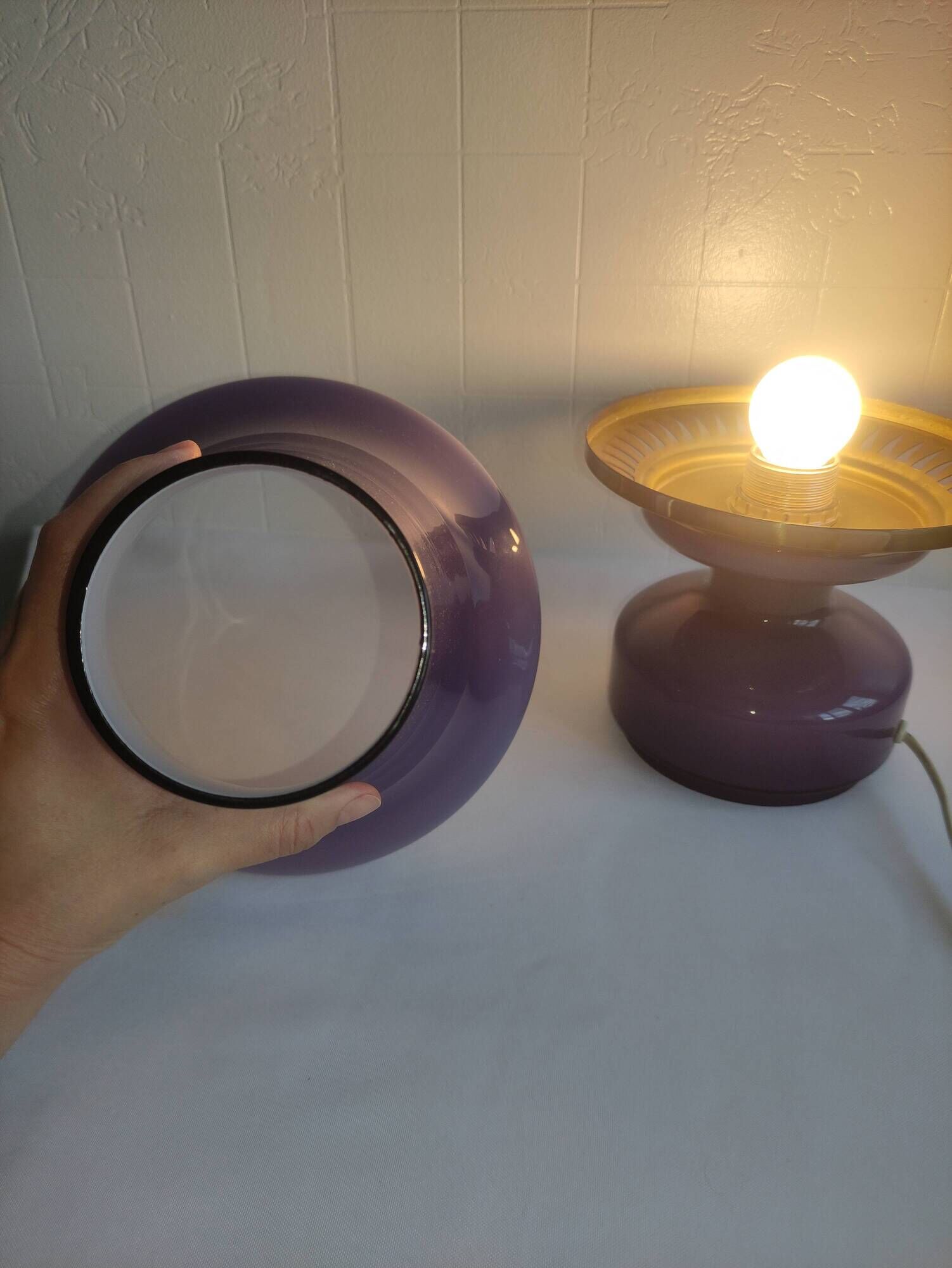 Mushroom Lamp Hans-Agne Jakobsson B124 Violet/Purple Glass Sweden 1960