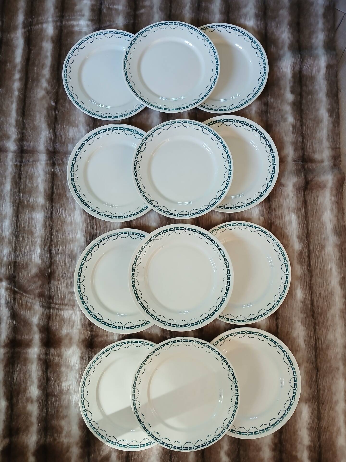 12 flat plates in ironstone from Badonviller