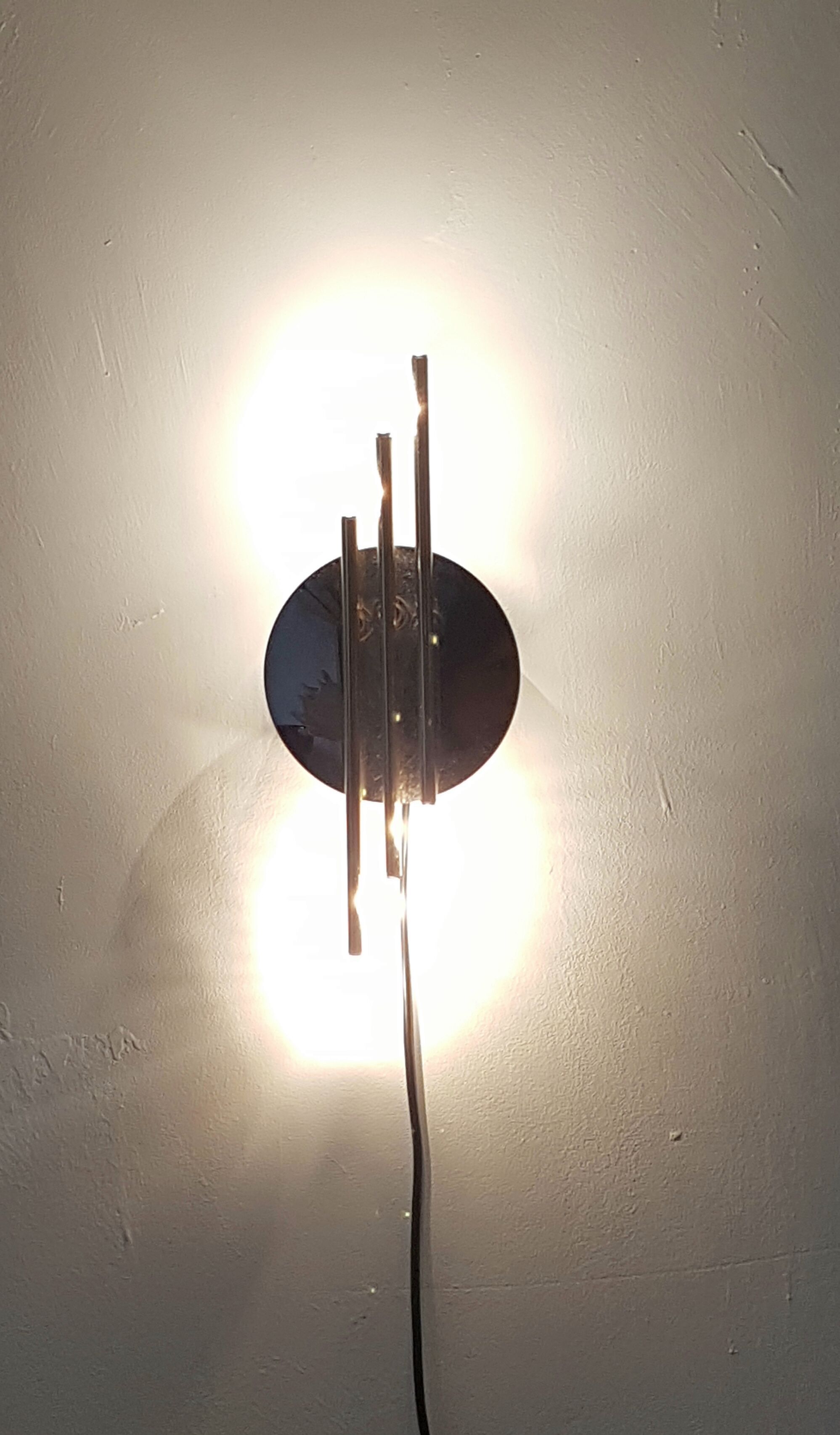 Modernist 1980s glamour mirror glass and gold wall lamps lights sconces Hollywood Regency mid centur