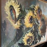 "Sunflowers" Oil on canvas signed