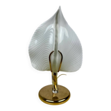 Vintage Hollywood Regency table lamp glass leaf