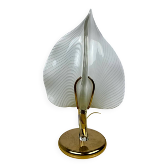 Vintage Hollywood Regency table lamp glass leaf