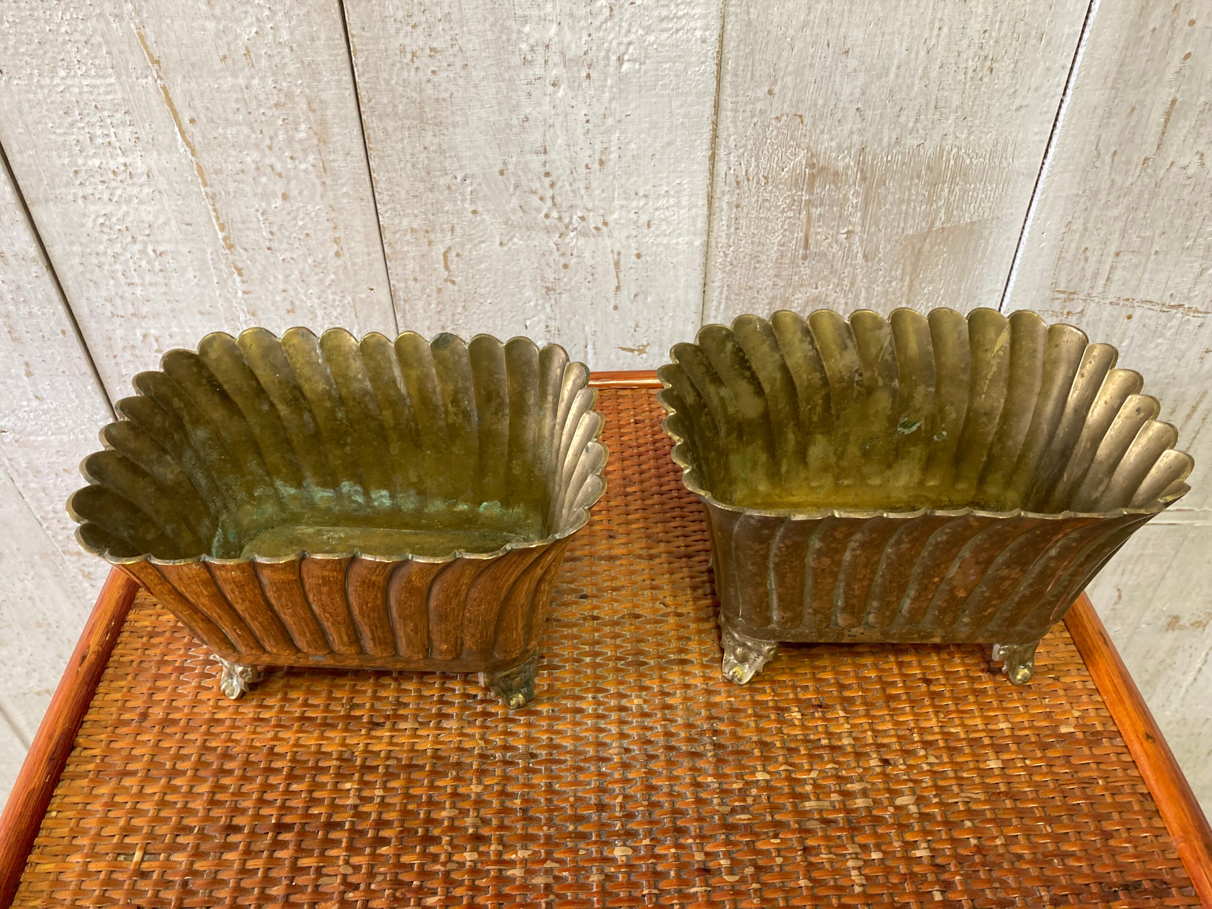 Pair of brass planters