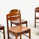 Set of six brutalist french dining chairs.