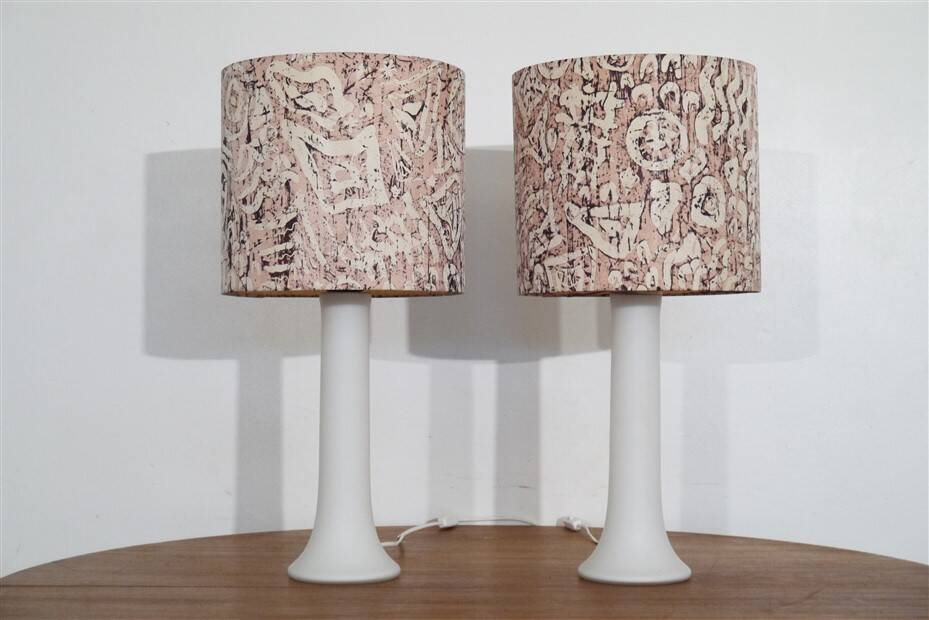 Pair of glass lamps by Luxus, Sweden 1970