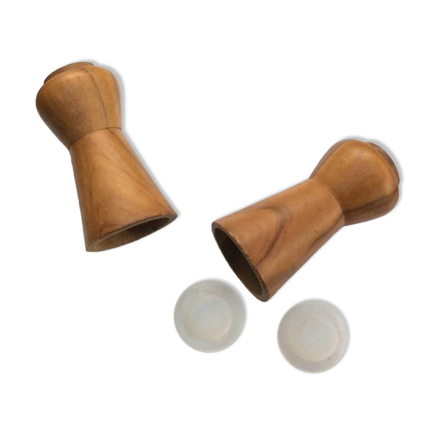 Olive wood pepper and salt shaker set