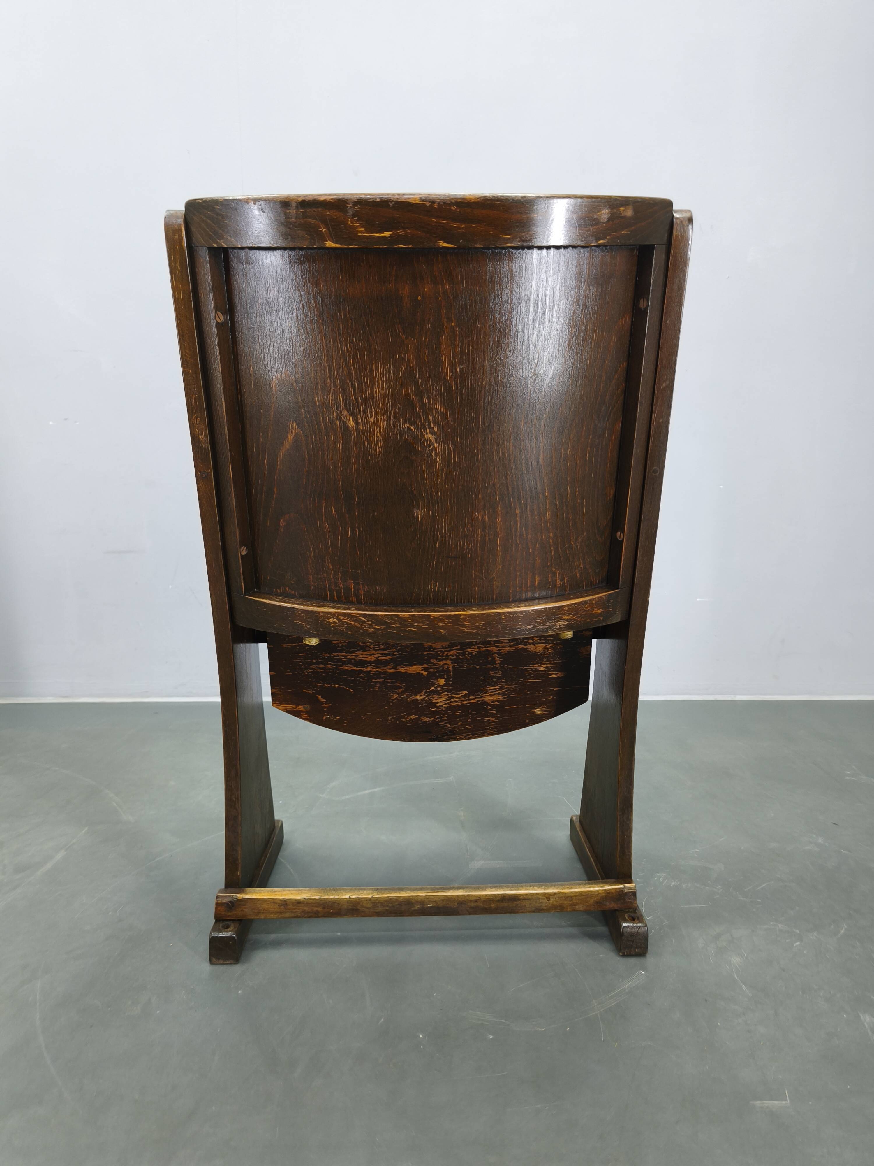 1950s Vintage Cinema Chair Beech Wood Theater Seat Armchair