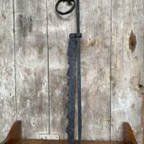 Ancienne crémaillère cuisson cheminée fer forge noir xixe vintage