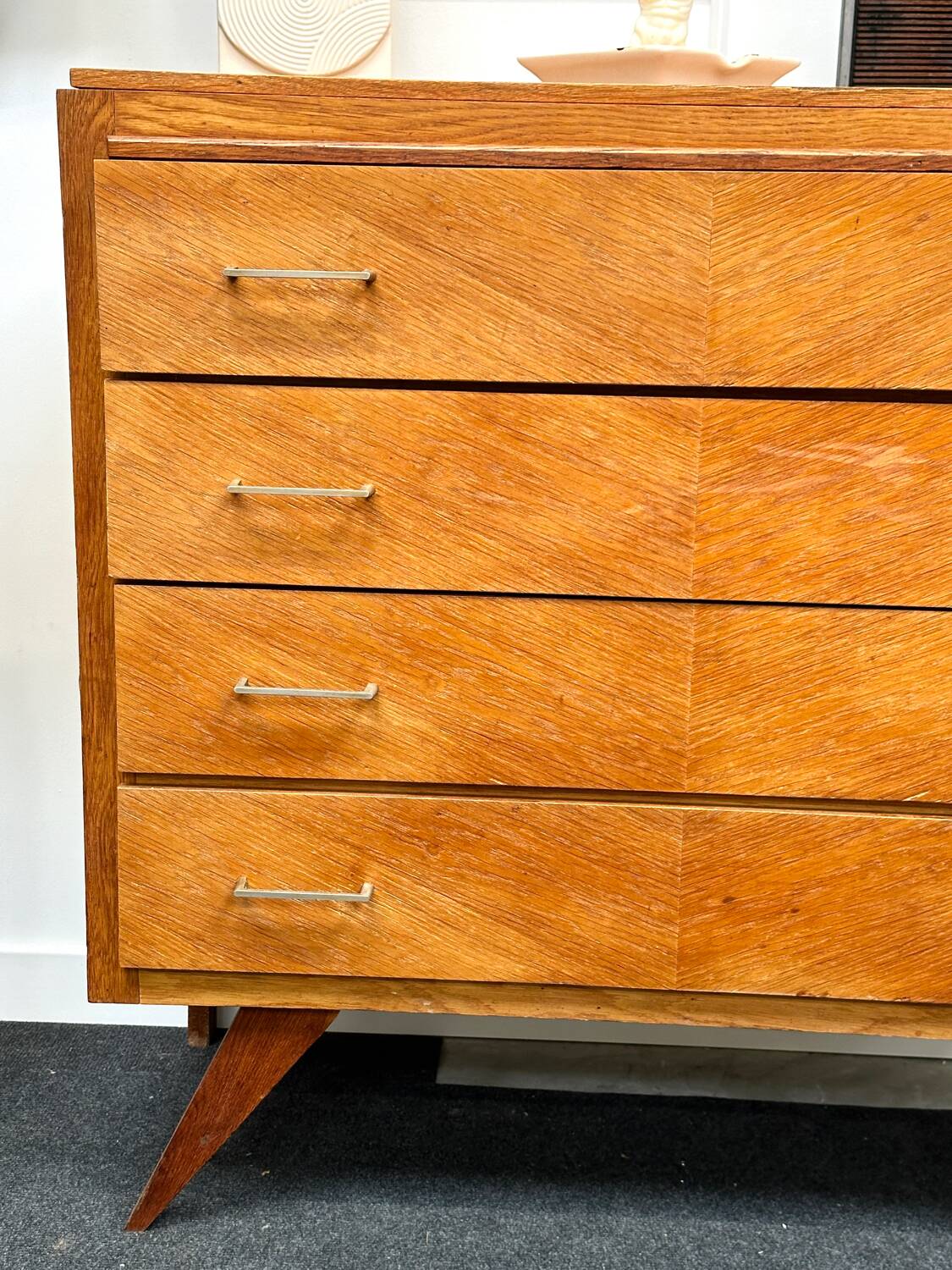 Vintage chest of drawers with compass feet