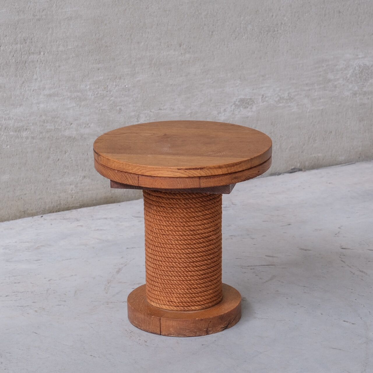 Mid-century rope oak french side table