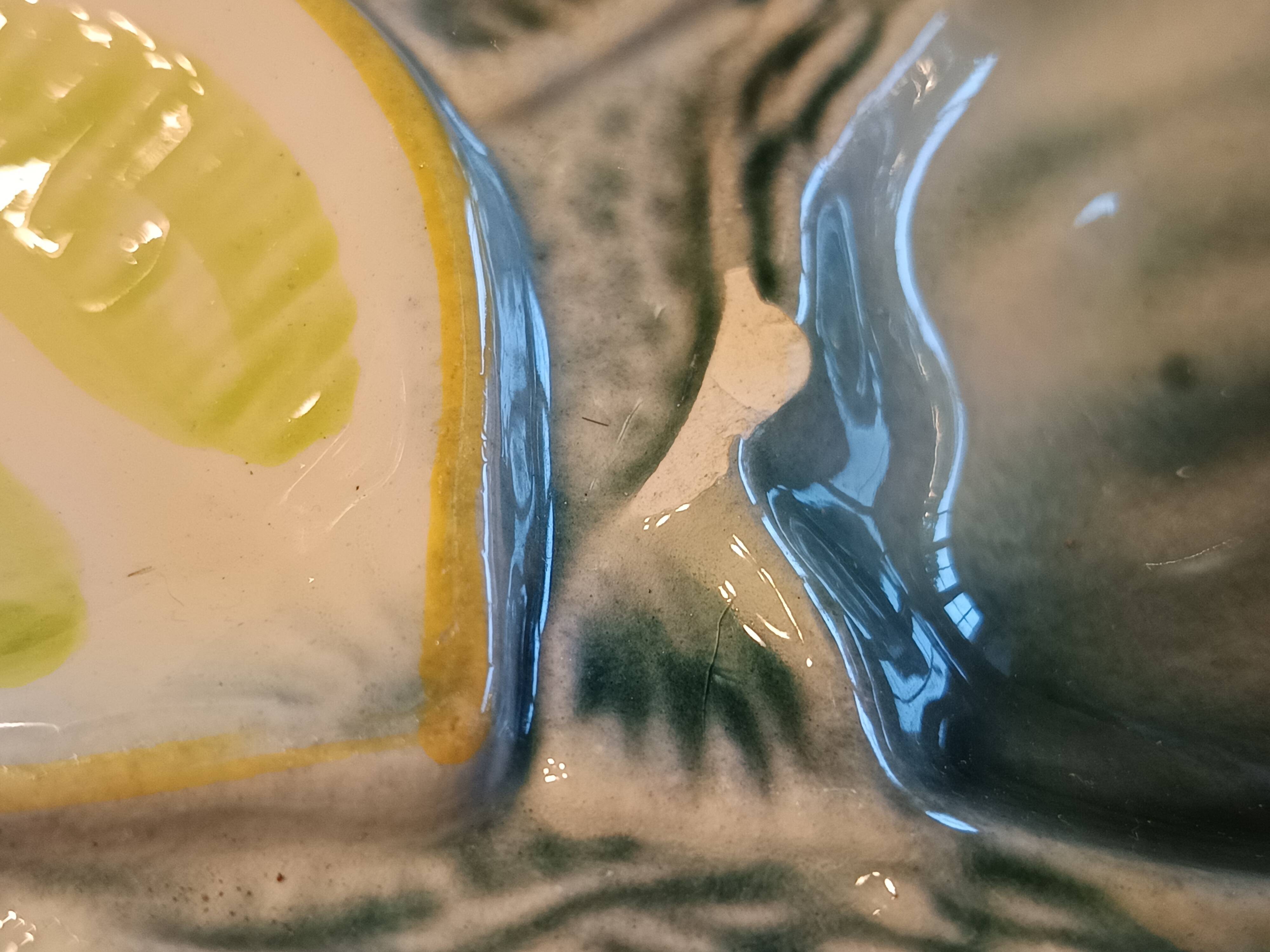 Vintage earthenware oyster set - Saint Clement, 1 dish + 6 plates