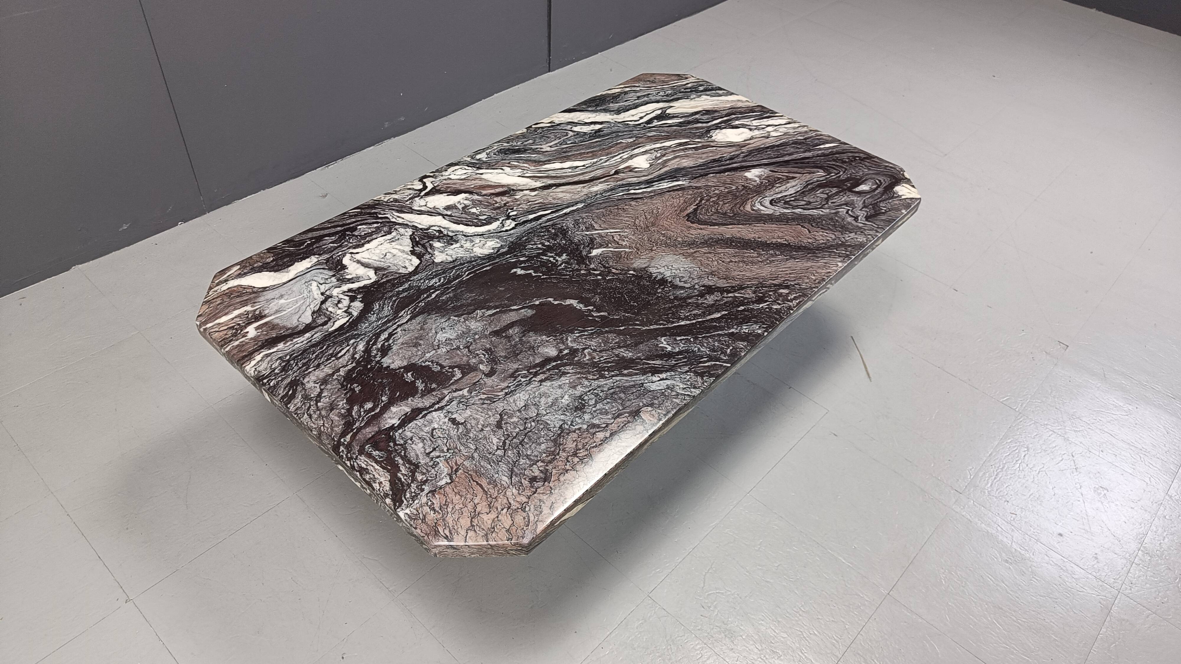 Vintage grey marble coffee table, 1970s