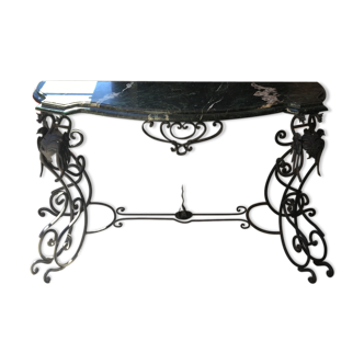 Iron console on marble