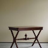 French sculptural desk in stained pine, early 20th century, Baroque style.