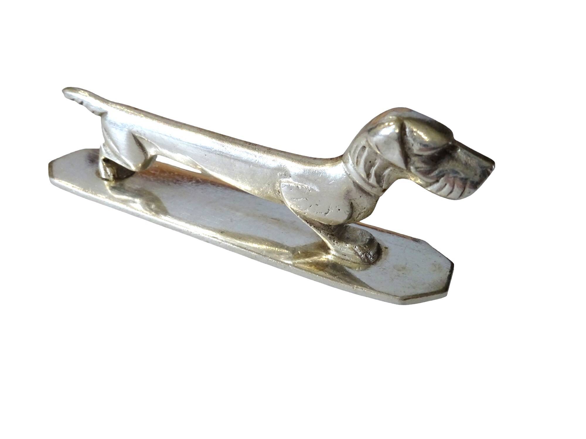12 Art Deco animal knife holders in silvered bronze
