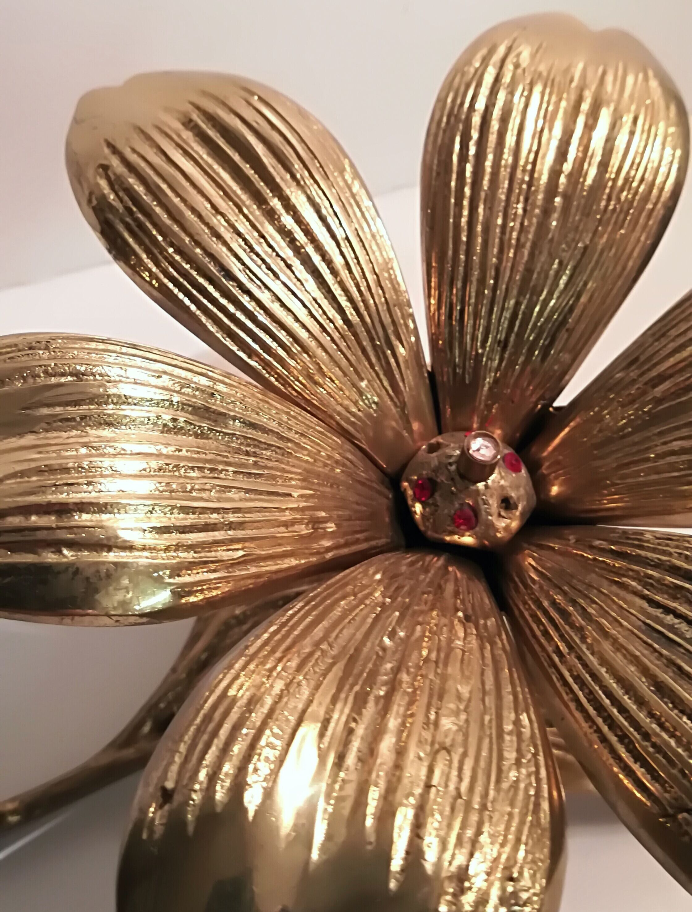 70s brass flower ashtray