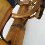 Pair of bamboo rattan lantern wall lights. 50s 60s
