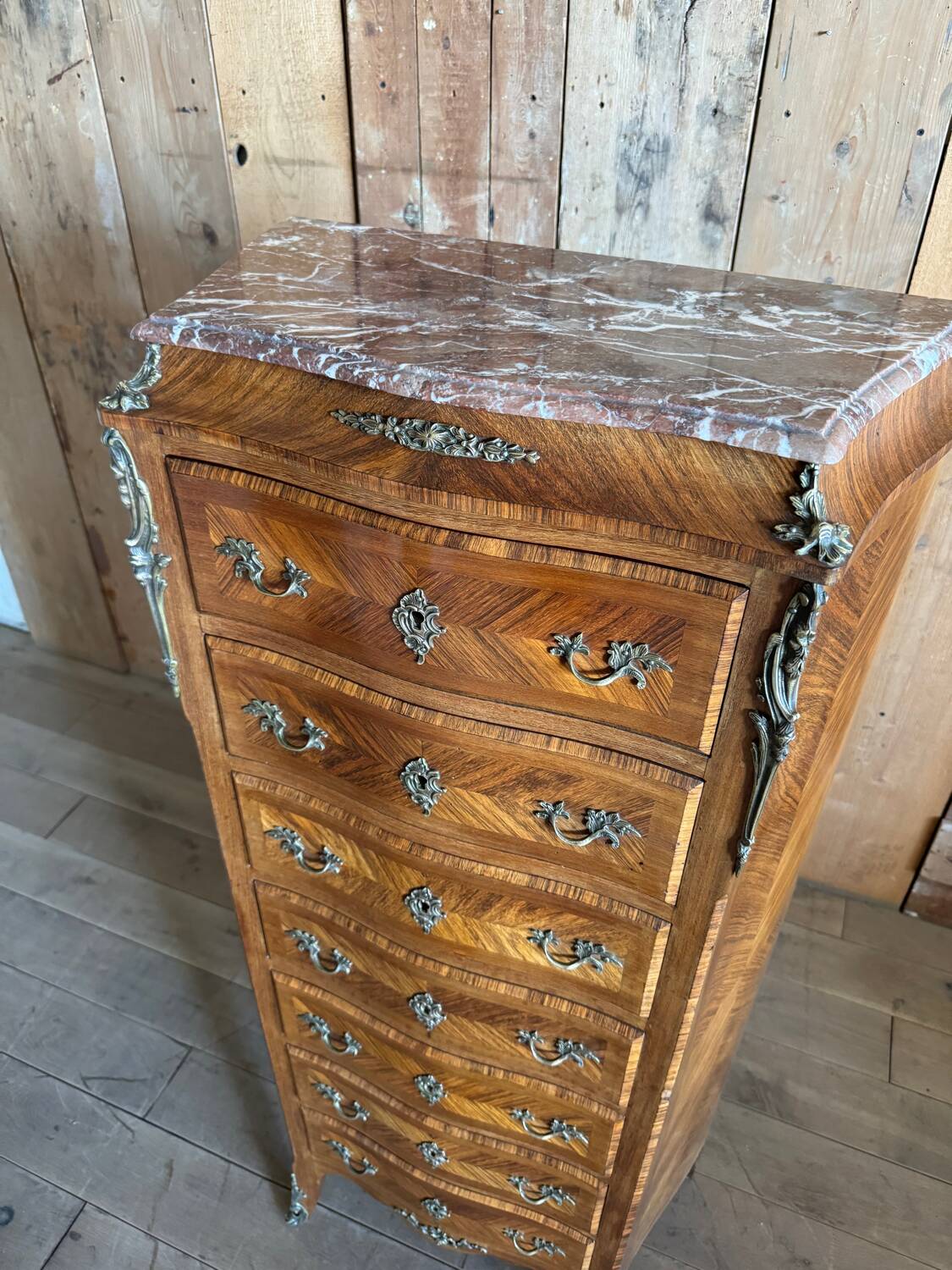 Louis XV style marquetry chest of drawers