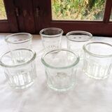 6 old glass jam jars