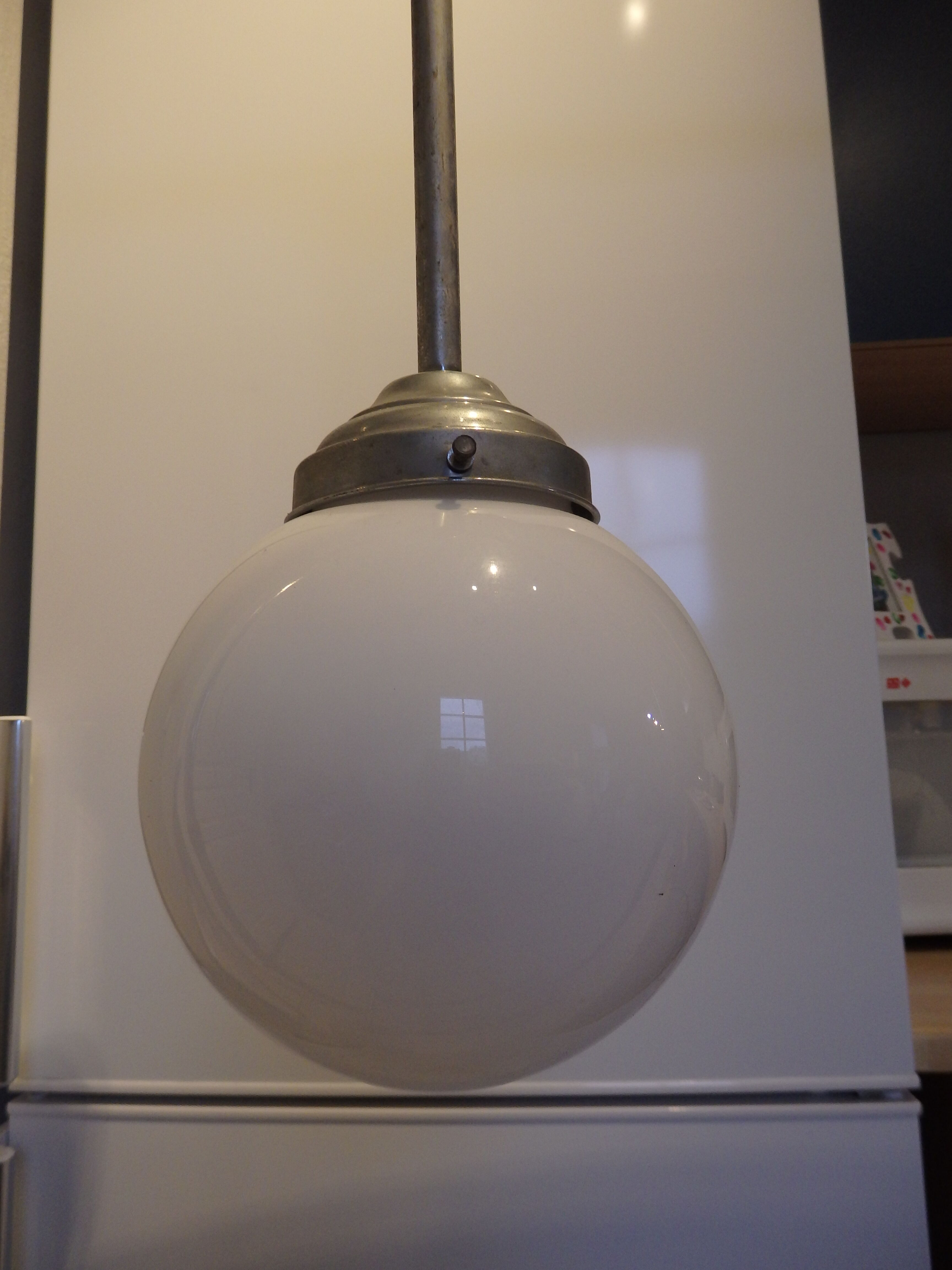 Art deco globe opaline hanging lamp