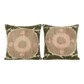 Set of 2 vintage embroidered cushion covers 61x61 cm