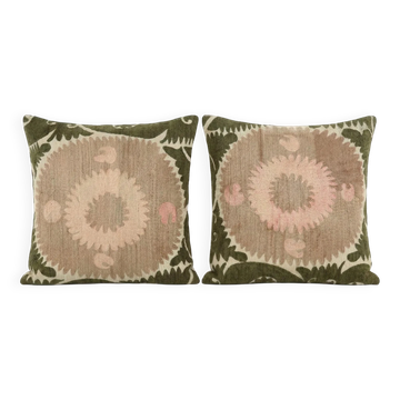 Set of 2 vintage embroidered cushion covers 61x61 cm
