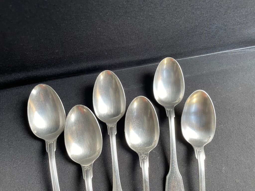 6 dessert spoons in silver metal christofle model vendôme/arcantia before 1983