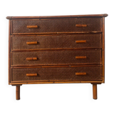 Vintage rattan chest of drawers with 4 drawers