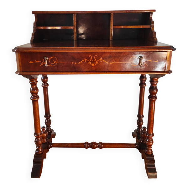Bonheur-du-jour, bureau de dame de style Napoléon III en marqueterie