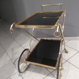 Vintage brass rolling side table, SGDG 1976