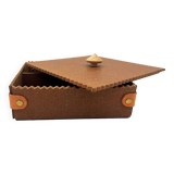 Leather and wood jewelry box - 1990's design