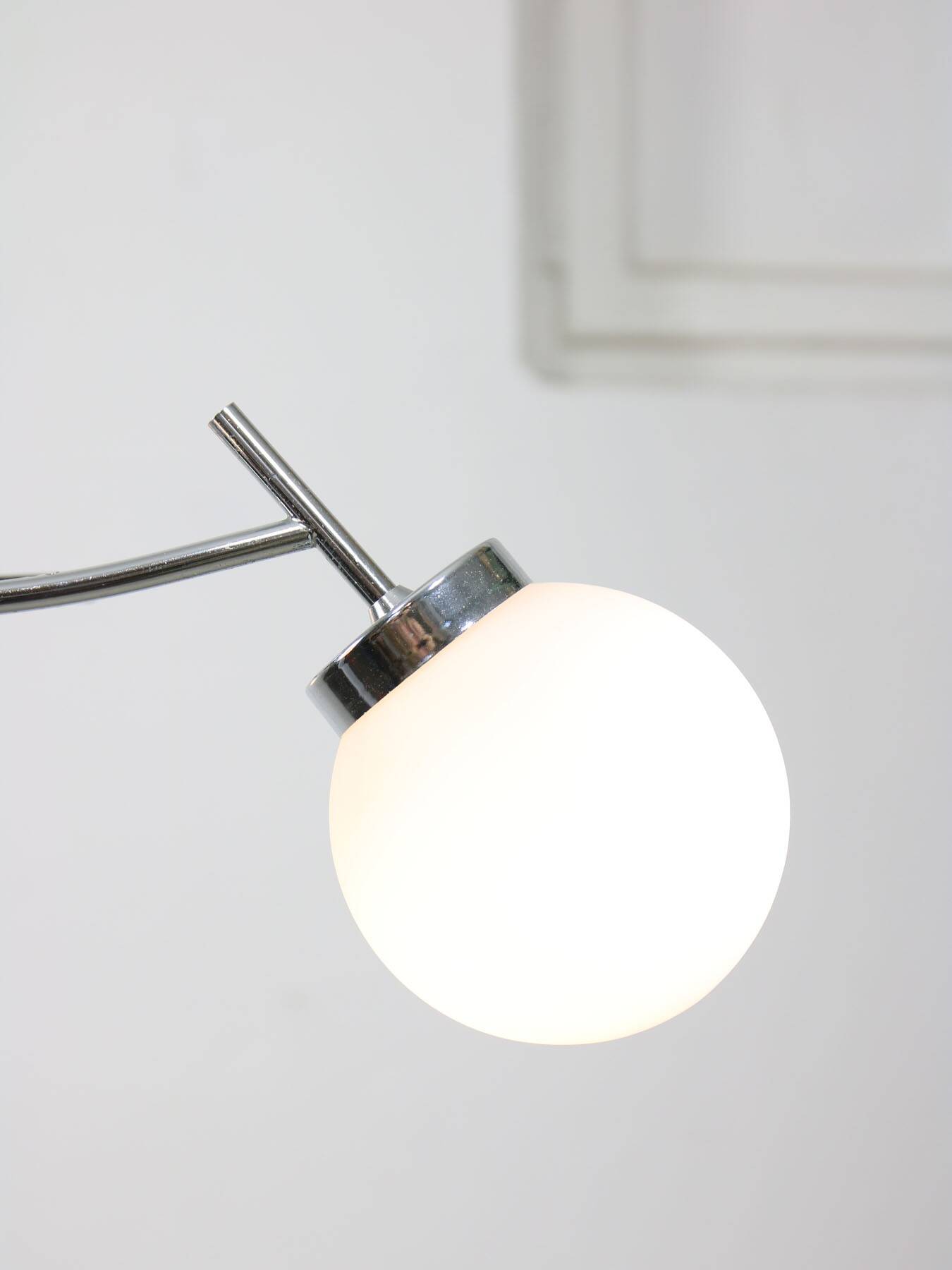 Mid-Century Italian Chrome and Opaline Chandelier