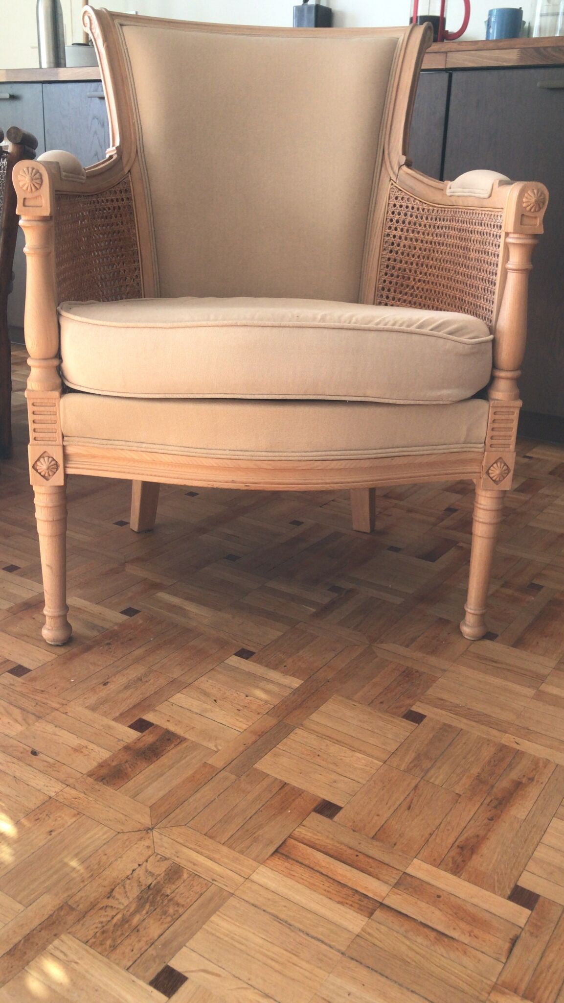 Wicker fauteil, beige