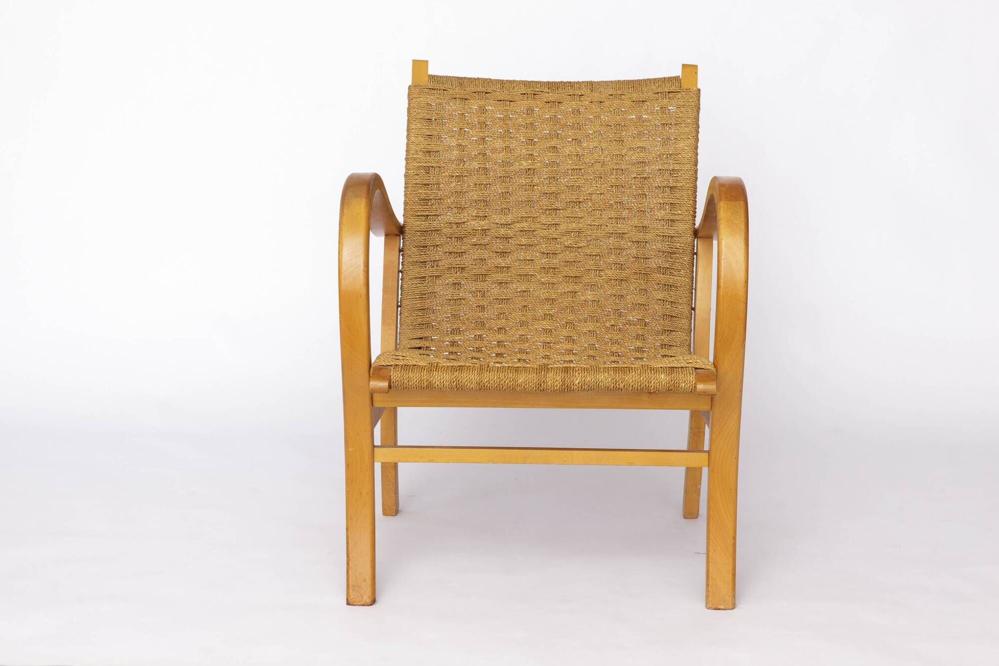 Erich Dieckmann Bauhaus Armchair – 1950s Beechwood & Paper Cord, Germany