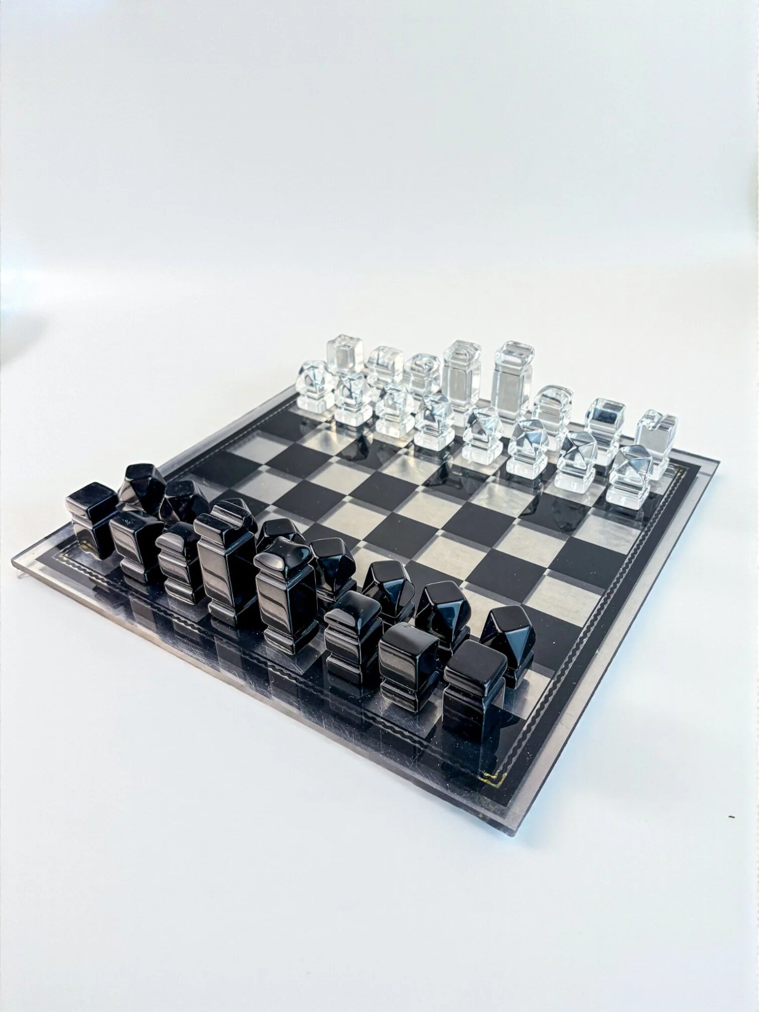 Felice Antonio Botta acrylic chessboard, Italy, 70s