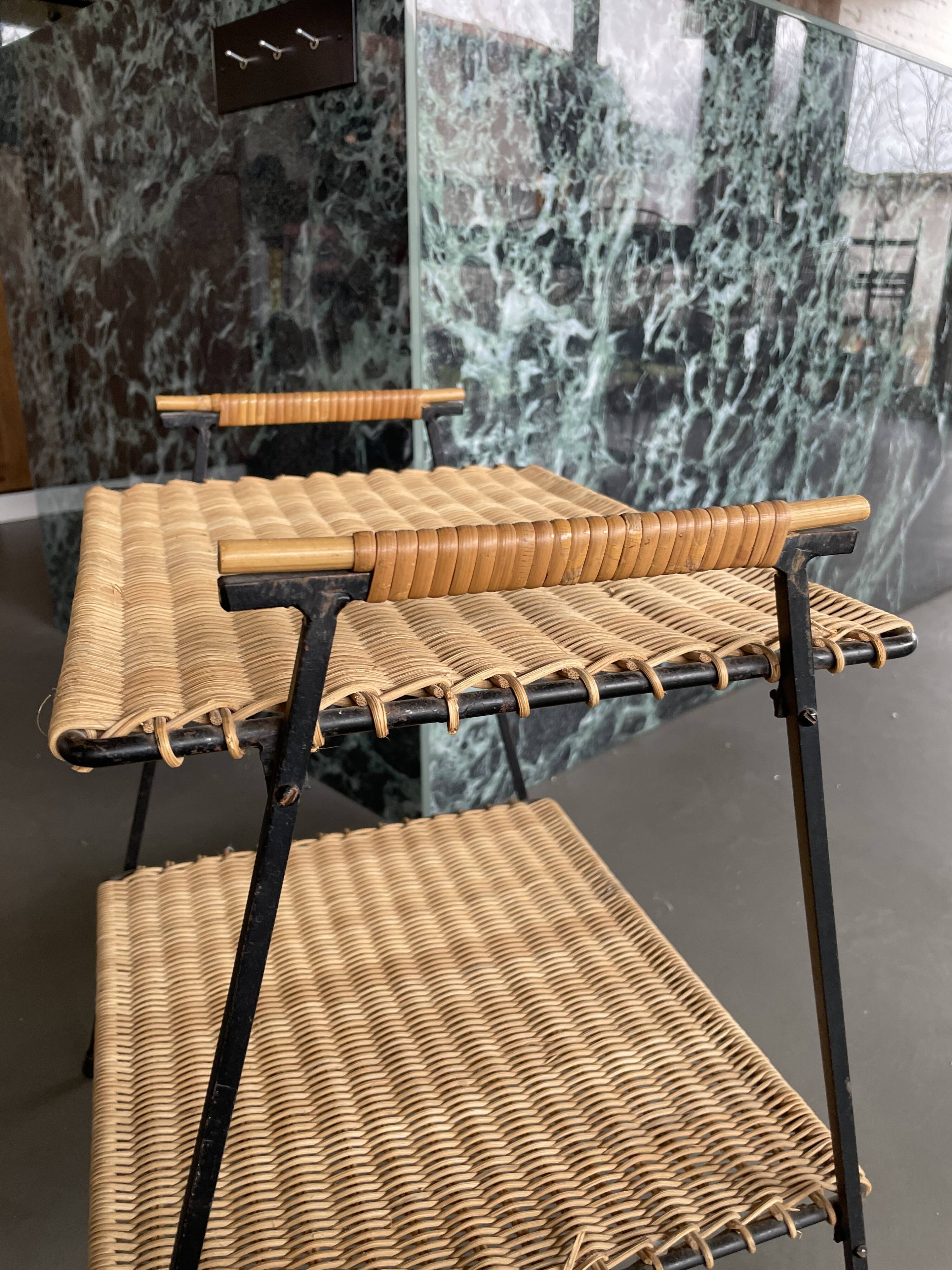 Raoul Guys metal wicker serving trolley