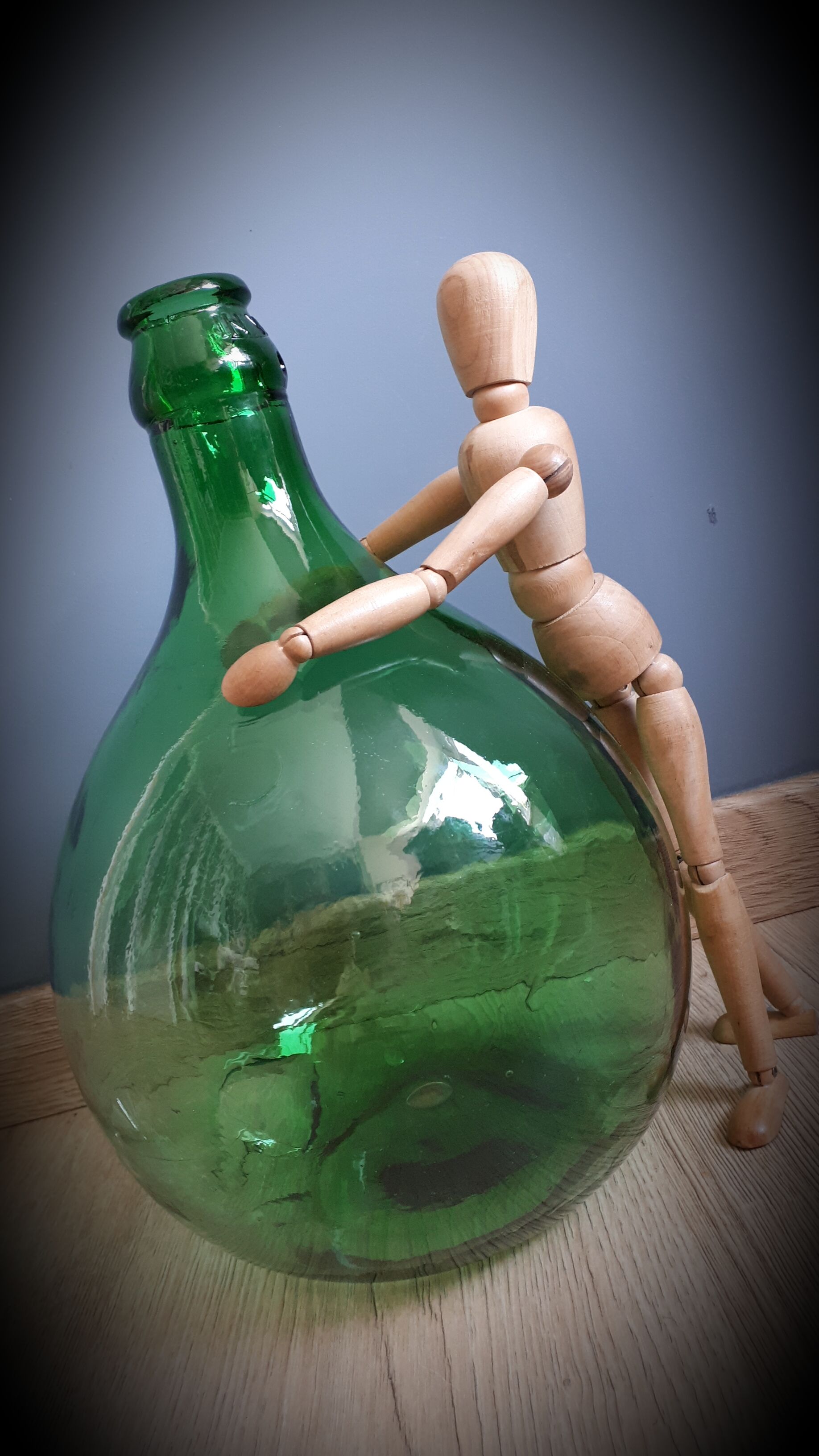 Demijohn 5L green round curved
