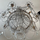 Large Montgolfière chandelier with crystal drops