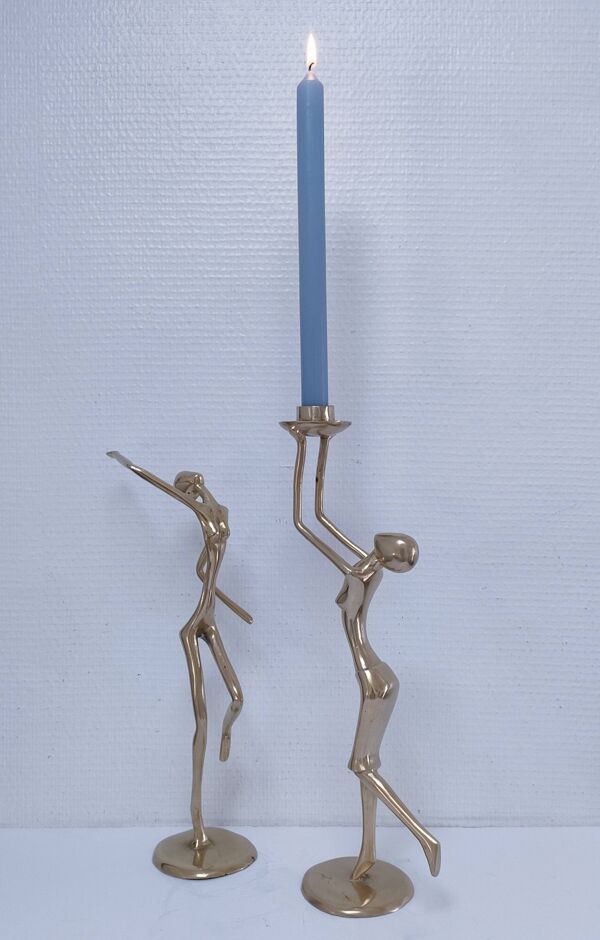 bougeoir bronze doré et bronze doré sculptural vintage