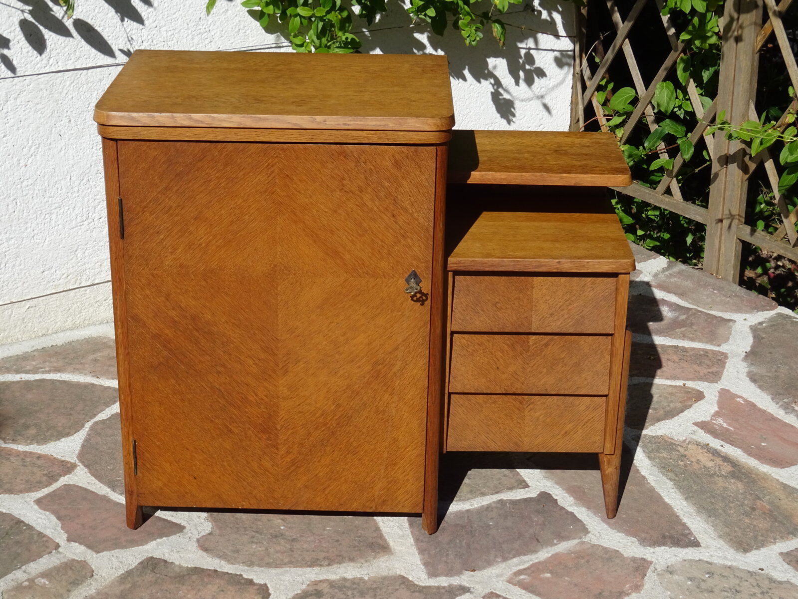 Asymmetrical oak dresser buffet